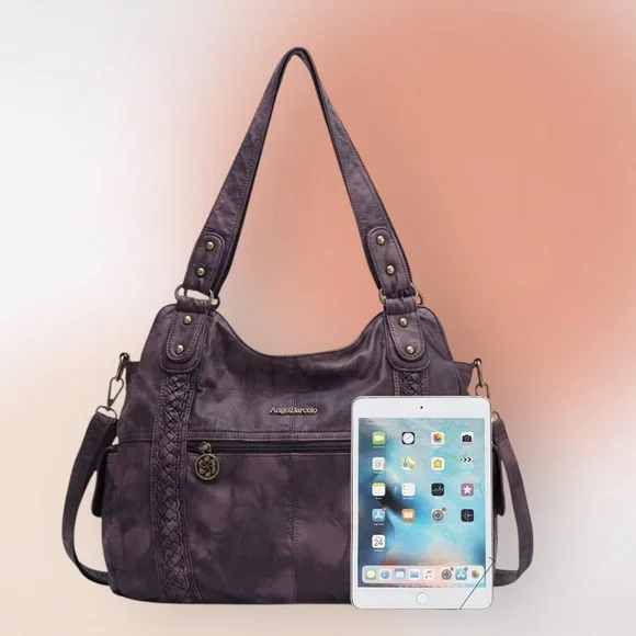 Angel Barcelo Roomy Large Coffee Brown Fashion Hobo Shoulder Handbag NWOT - Picture 5 of 14